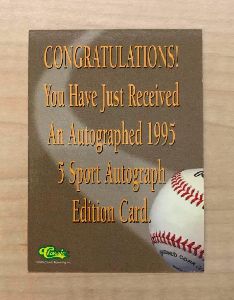 BEN GRIEVE OAKLAND ATHLETICS SIGNED AUTOGRAPHED 1995 CLASSIC 5 SPORT