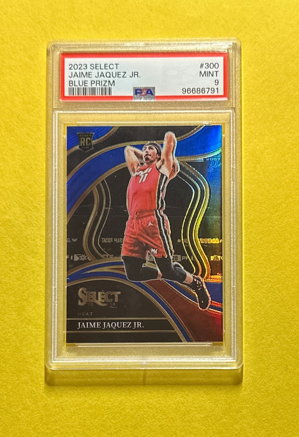 2023-24 PANINI SELECT JAIME JAQUEZ JR. BLUE PRIZM COURTSIDE #300 PSA MINT 9 RC