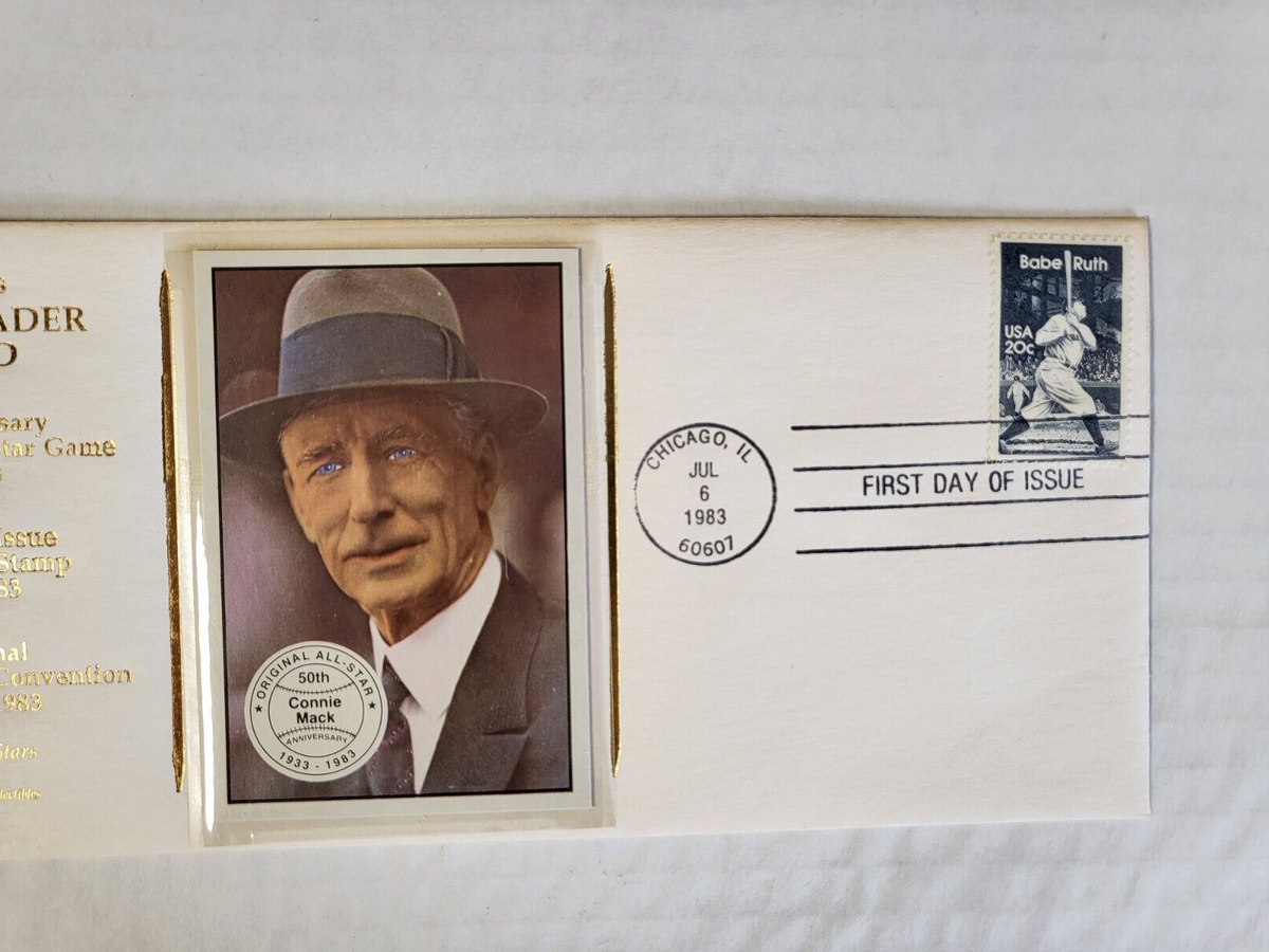 CHICAGO'S TRIPLE-HEADER OF GOLD CACHET FIRST DAY ISSUE BABE RUTH CONNIE MACK