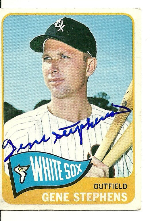 GENE STEPHENS CHICAGO WHITE SOX SIGNED AUTO 1965 TOPPS CARD #498 W/COA