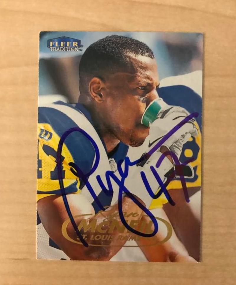 RYAN MCNEIL ST. LOUIS RAMS SIGNED AUTOGRAPHED 1998 FLEER CARD #215 W/COA