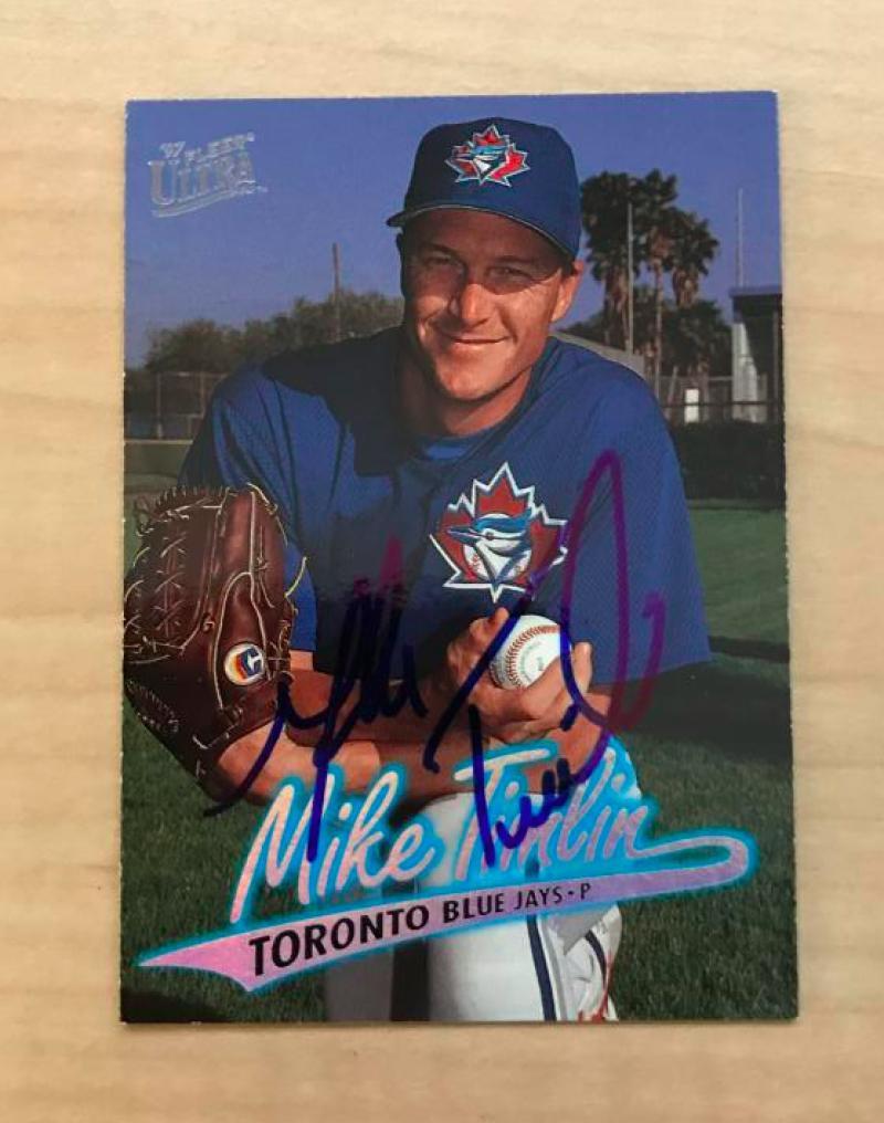 MIKE TIMLIN TORONTO BLUE JAYS SIGNED AUTOGRAPHED 1997 FLEER CARD #449 W/COA