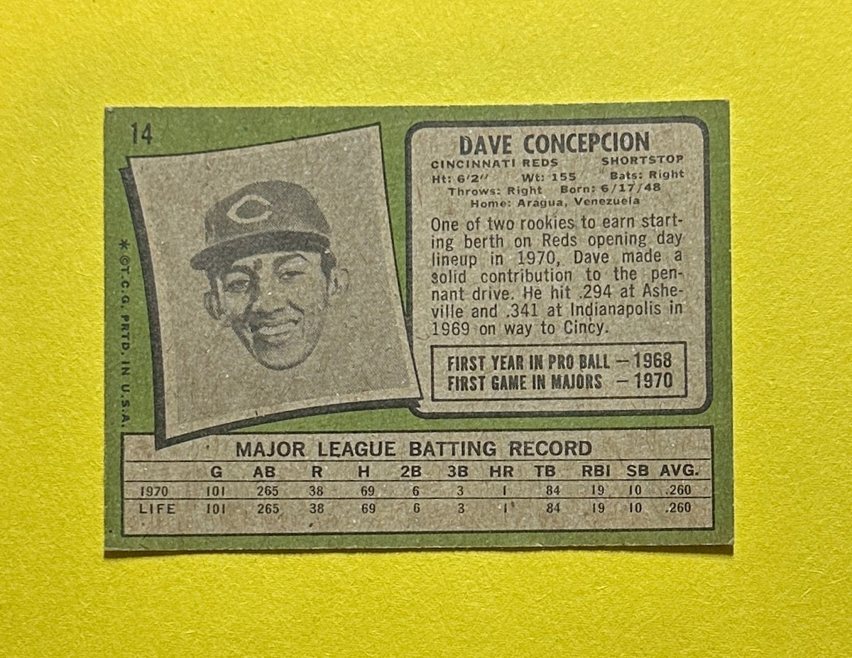 1971 TOPPS DAVE CONCEPCION #14 REDS ROOKIE