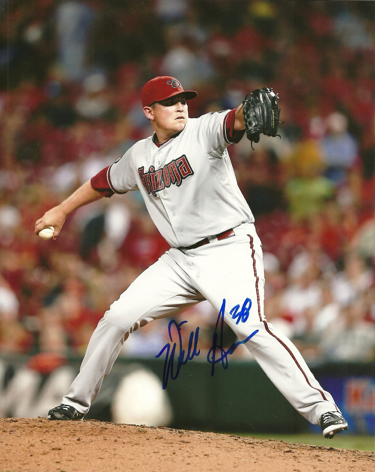 WILL HARRIS ARIZONA DIAMONDBACKS SIGNED AUTOGRAPHED 8x10 PHOTO W/COA ACTION