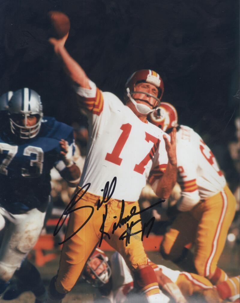 BILLY KILMER WASHINGTON REDSKINS SIGNED AUTOGRAPHED 8X10 PHOTO W/ COA