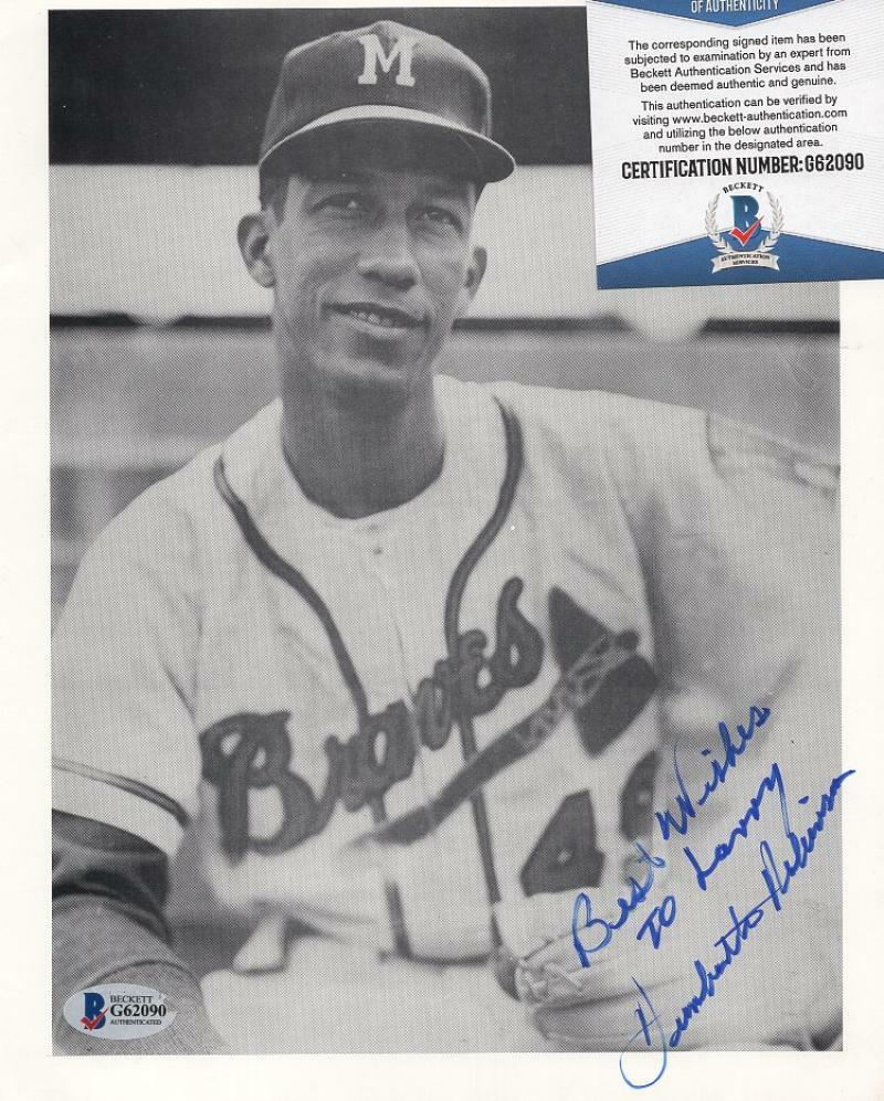 HUMBERTO ROBINSON MILWAUKEE BRAVES PERSONALIZED SIGNED 8X10 PHOTO BECKETT G62090