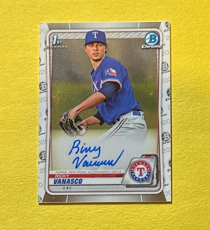2020 BOWMAN CHROME RICKY VANASCO BASE AUTO #CPA-RV RANGERS 1ST BOWMAN