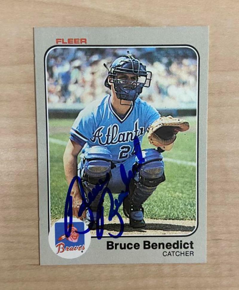 BRUCE BENEDICT ATLANTA BRAVES SIGNED AUTOGRAPHED 1983 FLEER CARD #130 W/COA