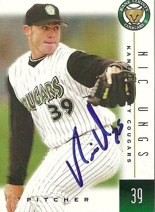 NIC UNGS KANE COUNTY COUGARS SIGNED AUTOGRAPH 2002 BASEBALL CARD W/COA