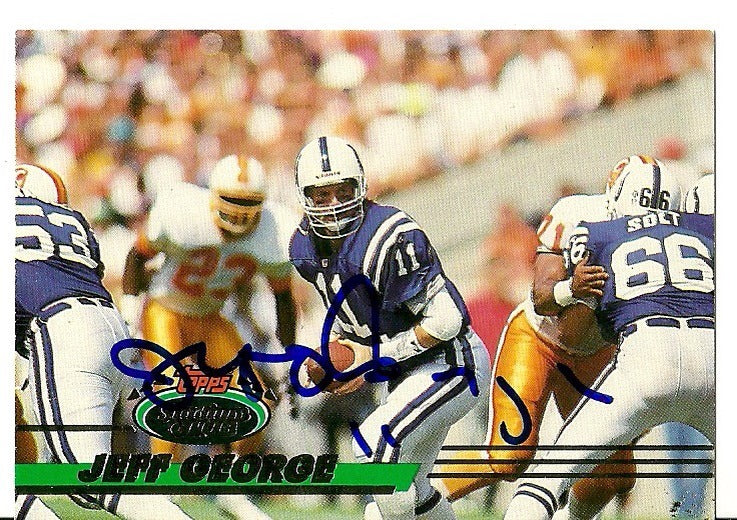 JEFF GEORGE INDIANAPOLIS COLTS SIGNED AUTO 1993 TOPPS CARD #218 W/COA