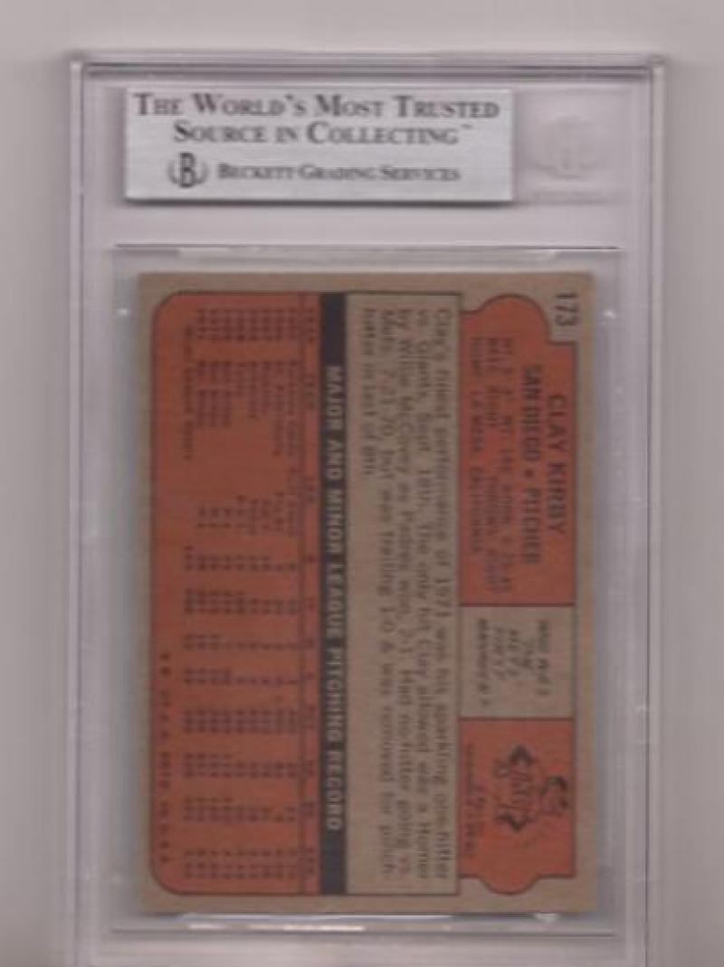 1972 TOPPS CLAY KIRBY SIGNED CARD BECKETT AUTHENTIC AUTOGRAPH