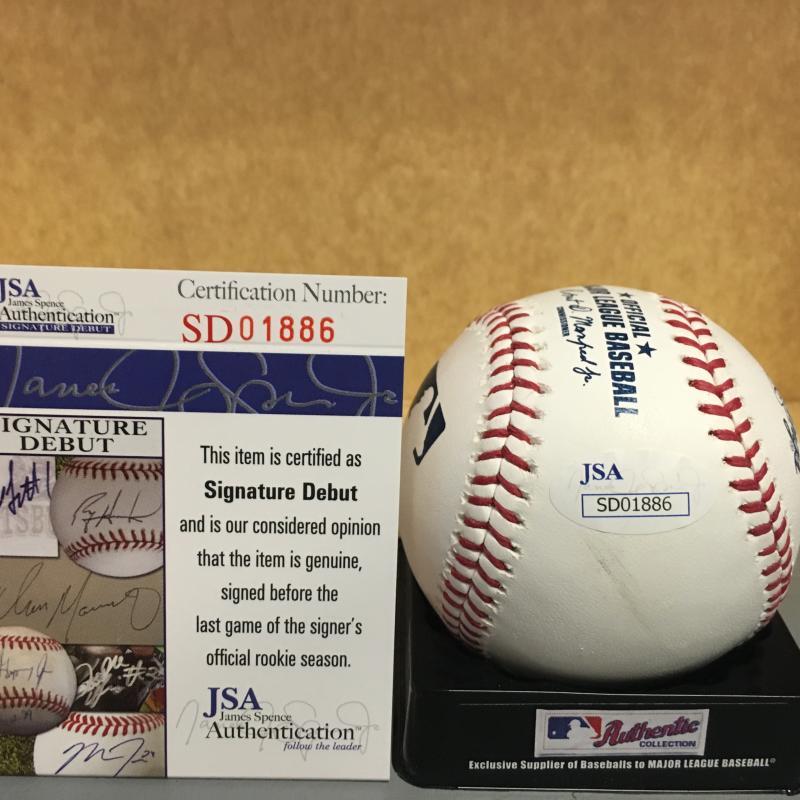 ANDERSON ESPINOZA BOSTON RED SOX SIGNATURE DEBUT M.L. SIGNED BASEBALL JSA SD0188