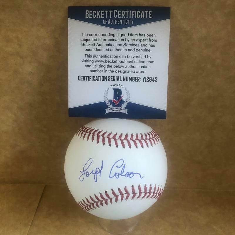 LOYD COLSON NEW YORK YANKEES SIGNED AUTOGRAPHED M.L. BASEBALL BECKETT Y12843