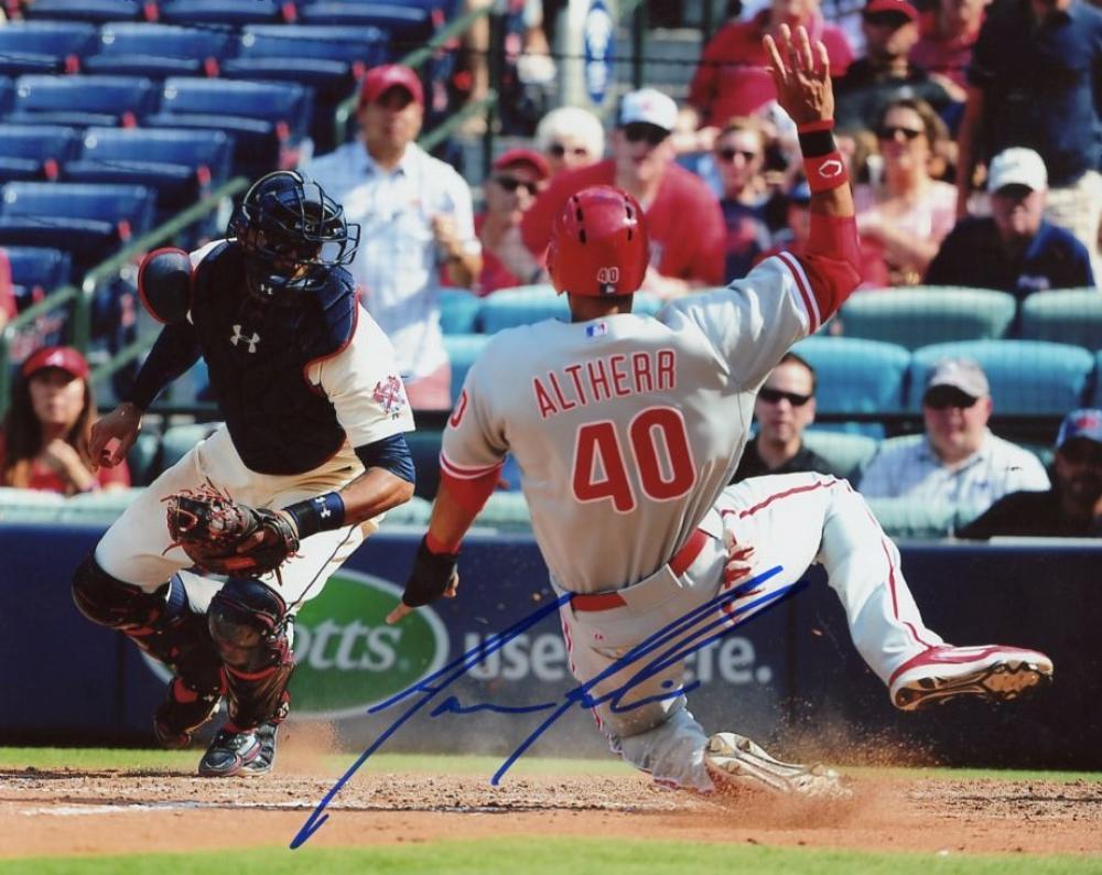 AARON ALTHERR PHILADELPHIA PHILLIES SIGNED AUTOGRAPHED SLIDING 8X10 PHOTO W/COA