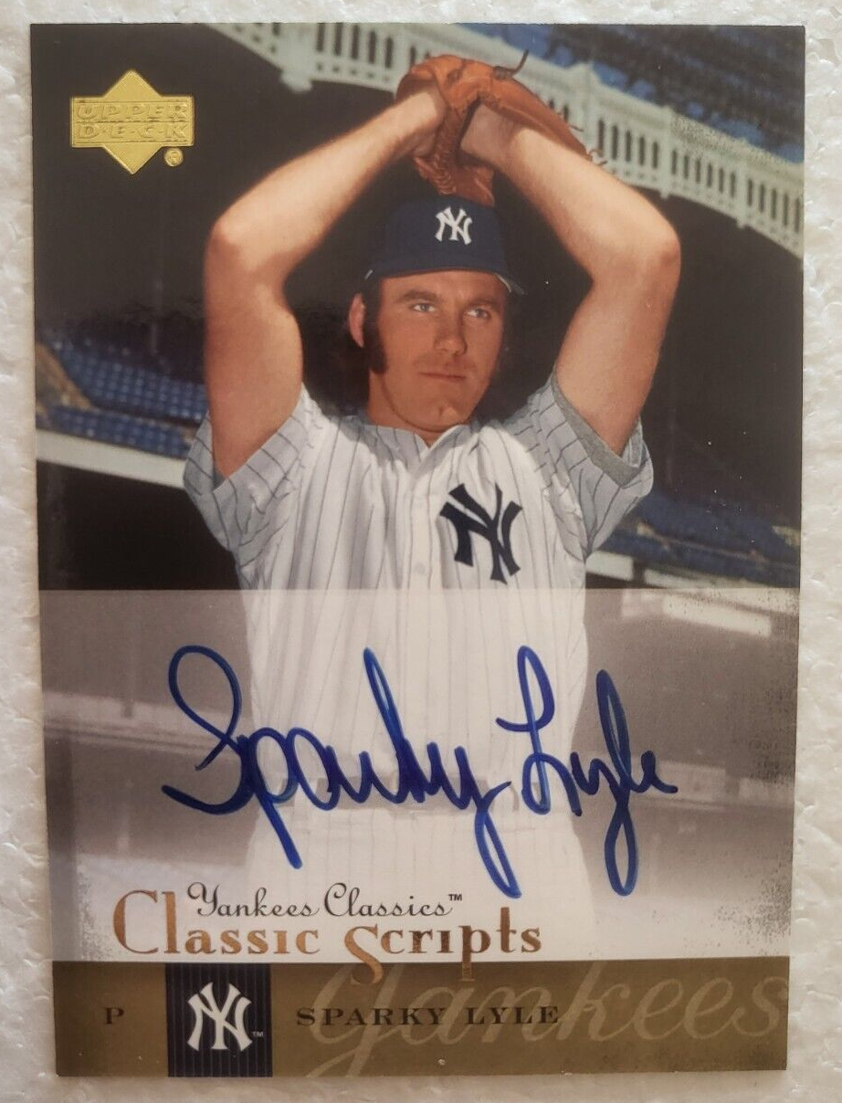2004 UPPER DECK SPARKY LYLE NY YANKEES CLASSIC SCRIPTS SIGNED AUTO CARD #AU-60