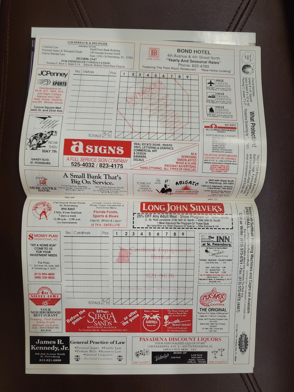 OFFICIAL 1991 SPRING TRAINING PROGRAM ST LOUIS CARDINALS BASEBALL