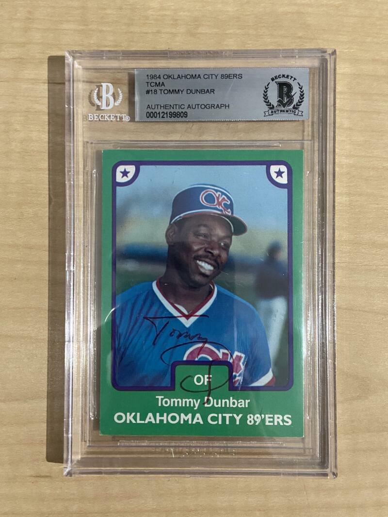 1984 OKLAHOMA CITY 89ERS TOMMY DUNBAR DECEASED SIGNED CARD BECKETT AUTHENTIC #18