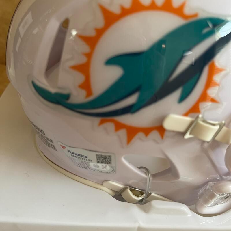 JAYLEN WADDLE DOLPHINS SIGNED SPEED (BLACK) MINI HELMET FANATICS AUTH