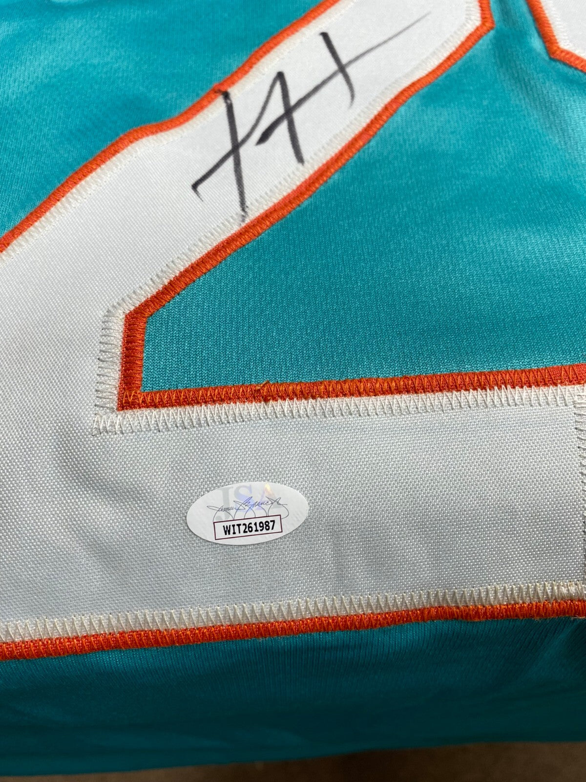 XAVIEN HOWARD #25 MIAMI DOLPHINS SIGNED AUTOGRAPHED CUSTOM TEAL JERSEY JSA AUTH