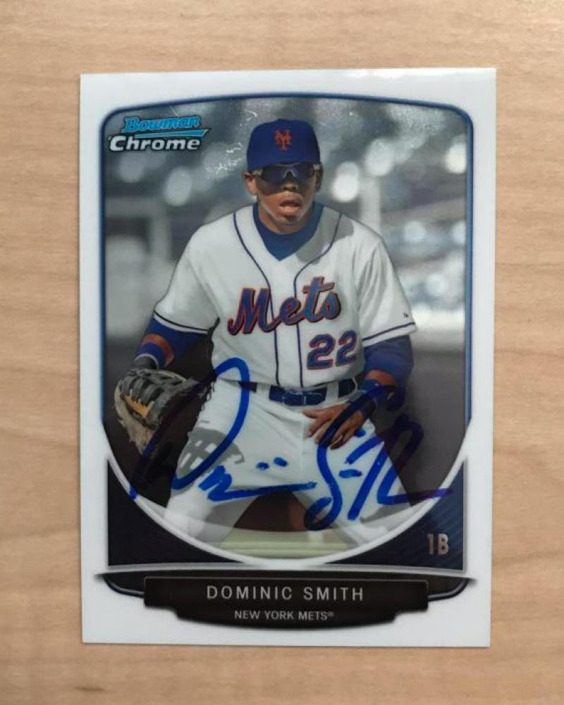 DOMINIC SMITH NEW YORK METS SIGNED AUTOGRAPHED 2013 CARD #BDPP1 W/COA