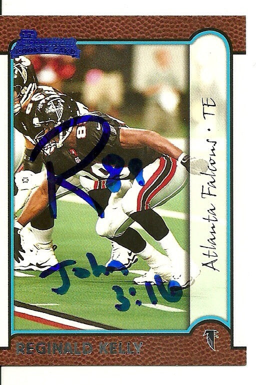 REGINALD KELLY ATLANTA FALCONS SIGNED AUTOGRAPHED 1999 TOPPS CARD #184 W/COA