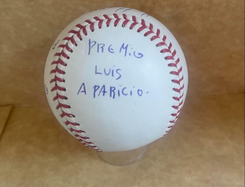 LUIZ ARRAEZ MARLINS STATS SIGNED AUTOGRAPHED M.L. BASEBALL JSA AUTH