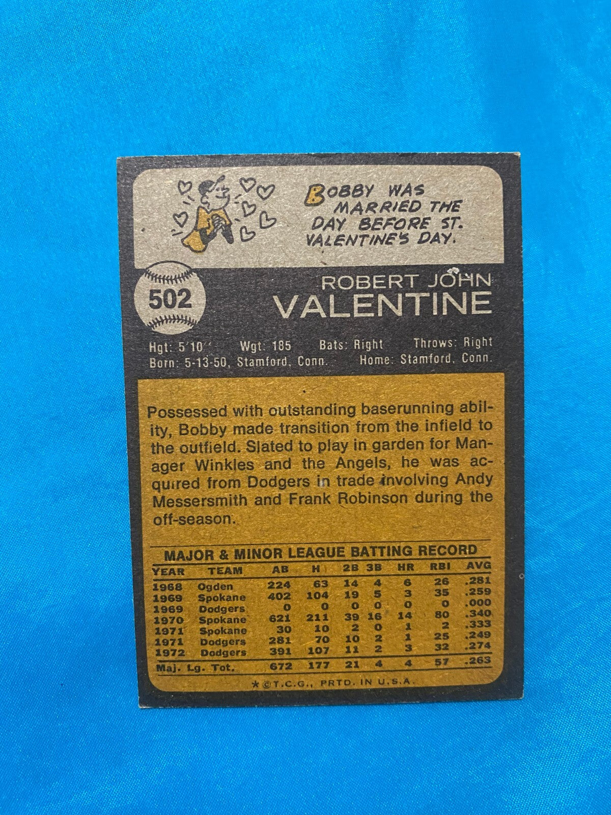 1973 TOPPS BOBBY VALENTINE CALIFORNIA ANGELS SIGNED AUTOGRAPHED CARD #502 W/COA