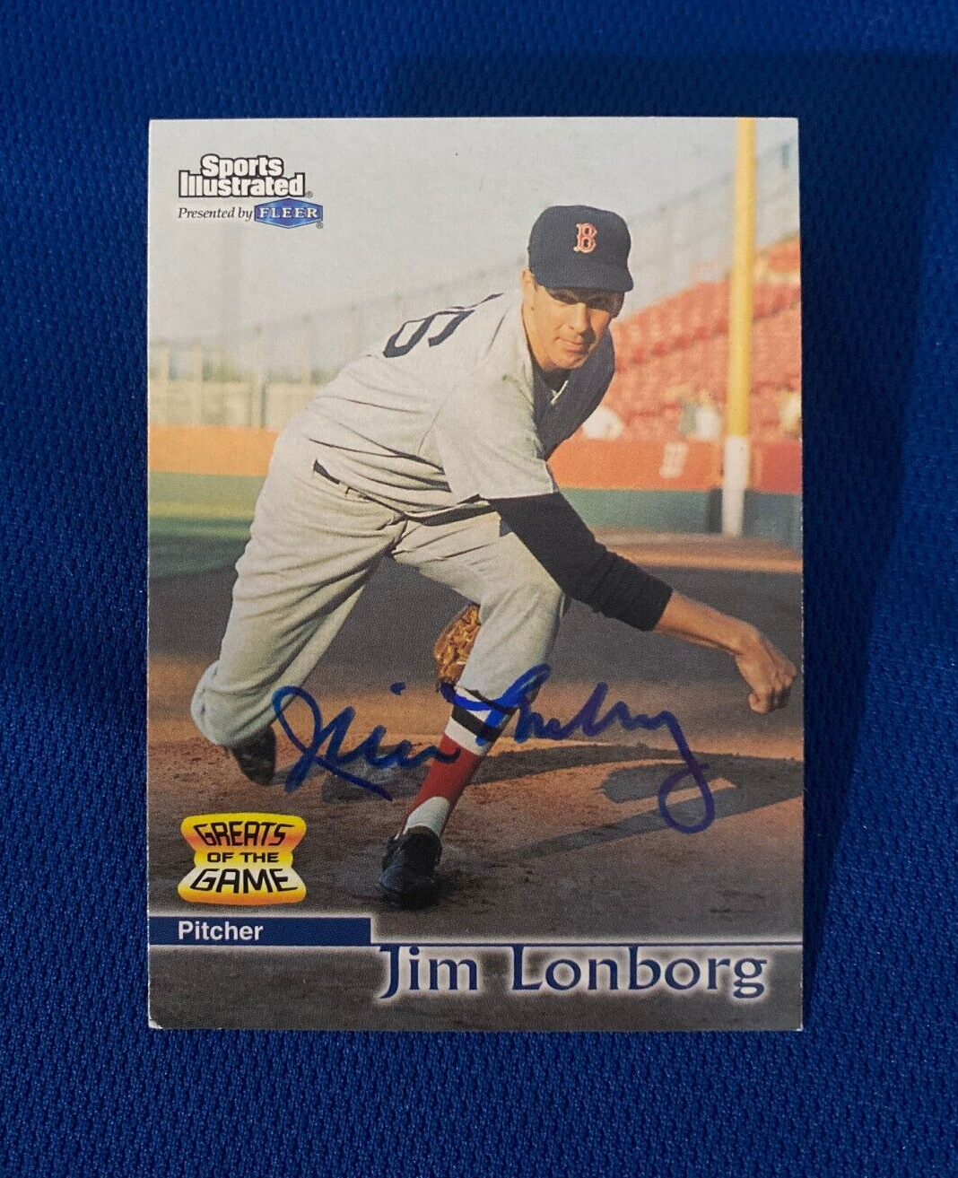 1999 FLEER SI GREATS JIM LONBORG RED SOX AUTOGRAPHED SIGNED CARD #77 W/COA