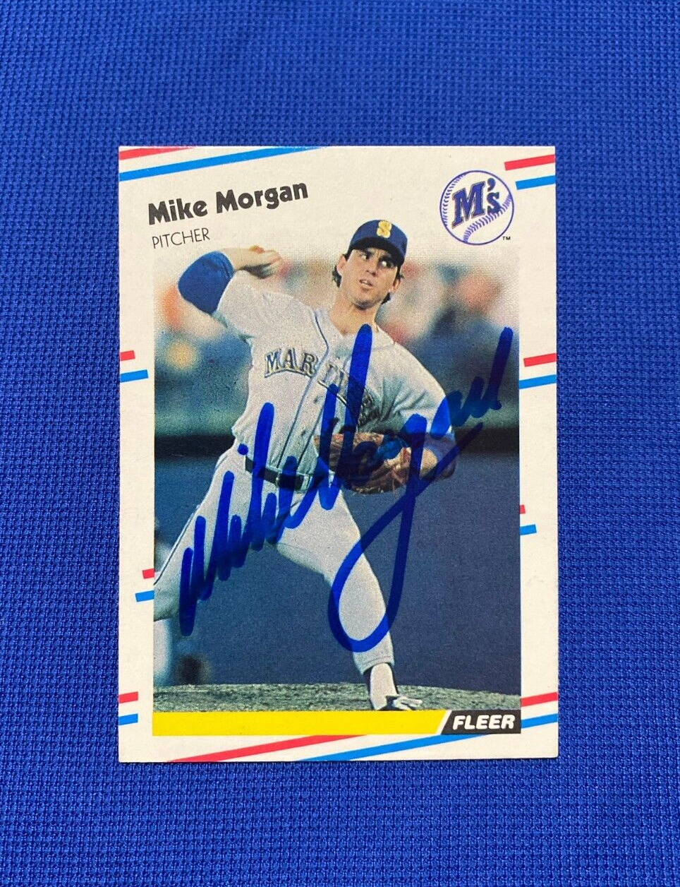1988 FLEER MIKE MORGAN SEATTLE MARINERS SIGNED AUTOGRAPHED AUTO #380 CARD W/COA