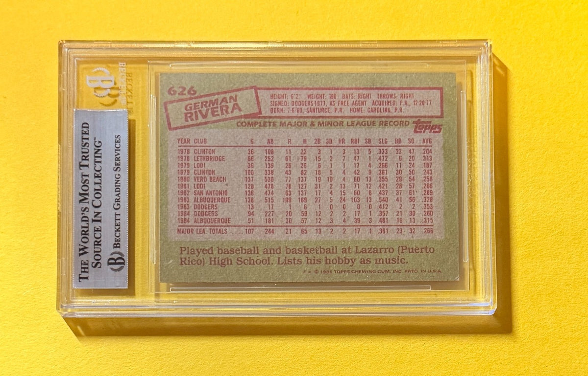 1985 TOPPS GERMAN RIVERA #626 SIGNED AUTO CARD BECKETT AUTHENTIC DODGERS