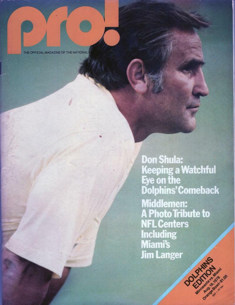 PRO MAGAZINE DOLPHINS EDITION DON SHULA 8/18/78 SCORE