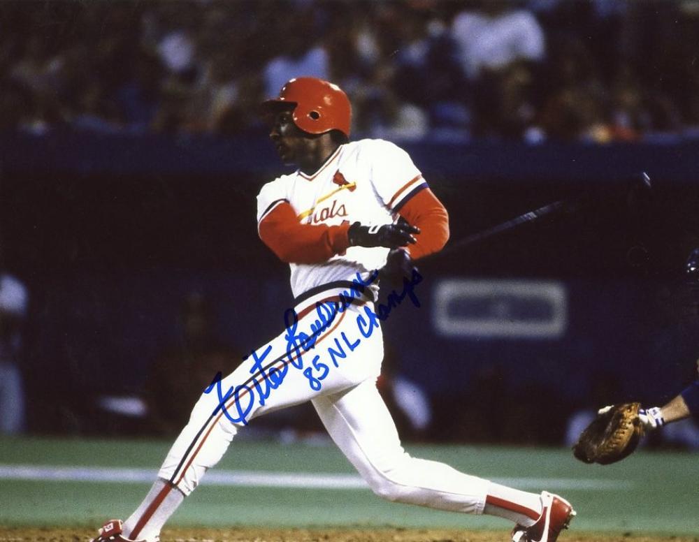 TITO LANDRUM ST. LOUIS CARDINALS SIGNED AUTOGRAPHED 85 NL CHAMPS 8X10 PHOTO W/CO
