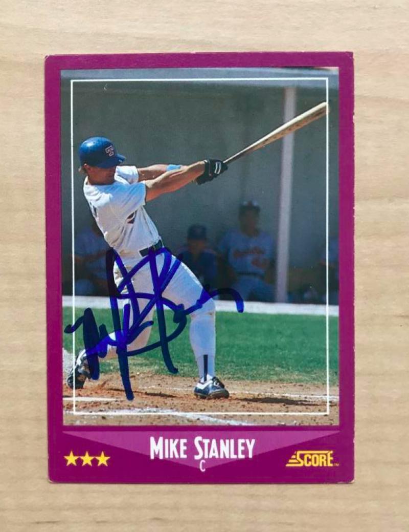 MIKE STANLEY TEXAS RANGERS SIGNED AUTOGRAPHED 1988 SCORE CARD #47 W/COA