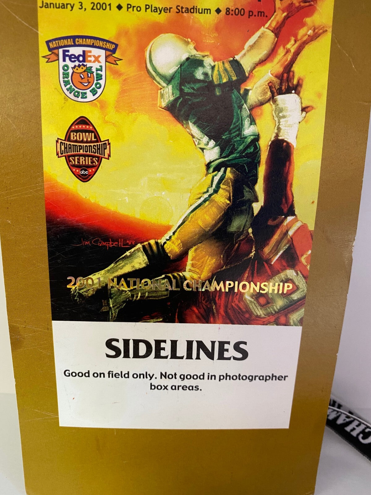 2001 FED EX ORANGE BOWL STADIUM OPERATIONS TICKET WITH LANYARD RARE