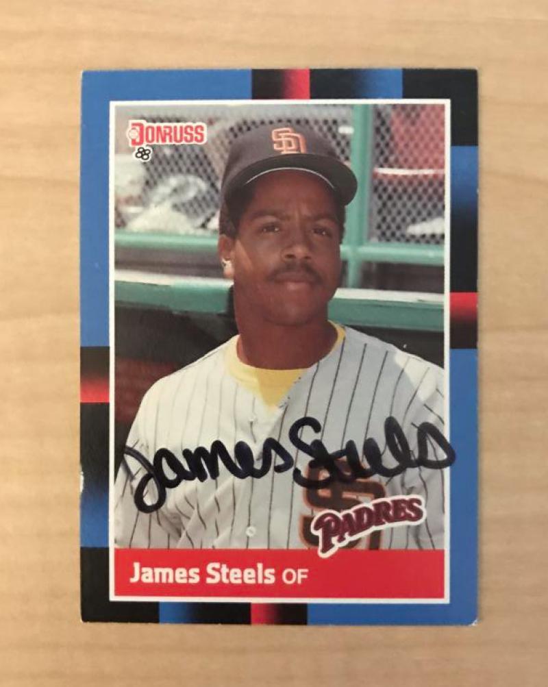 JAMES STEELS SAN DIEGO PADRES SIGNED AUTOGRAPHED 1988 DONRUSS CARD #360 W/COA 