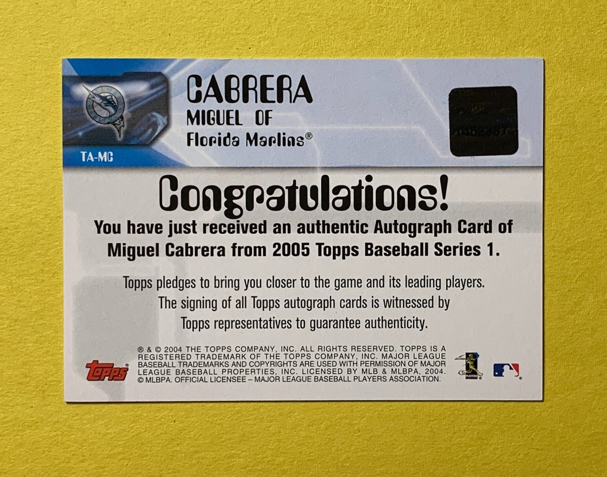 2005 TOPPS SERIES 1 MIGUEL CABRERA AUTOGRAPH #TA-MC MARLINS