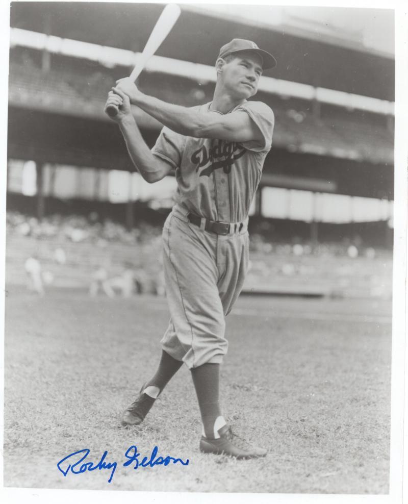 ROCKY NELSON BROOKLYN DODGERS D. 2006 SIGNED AUTOGRAPHED 8X10 PHOTO W/COA