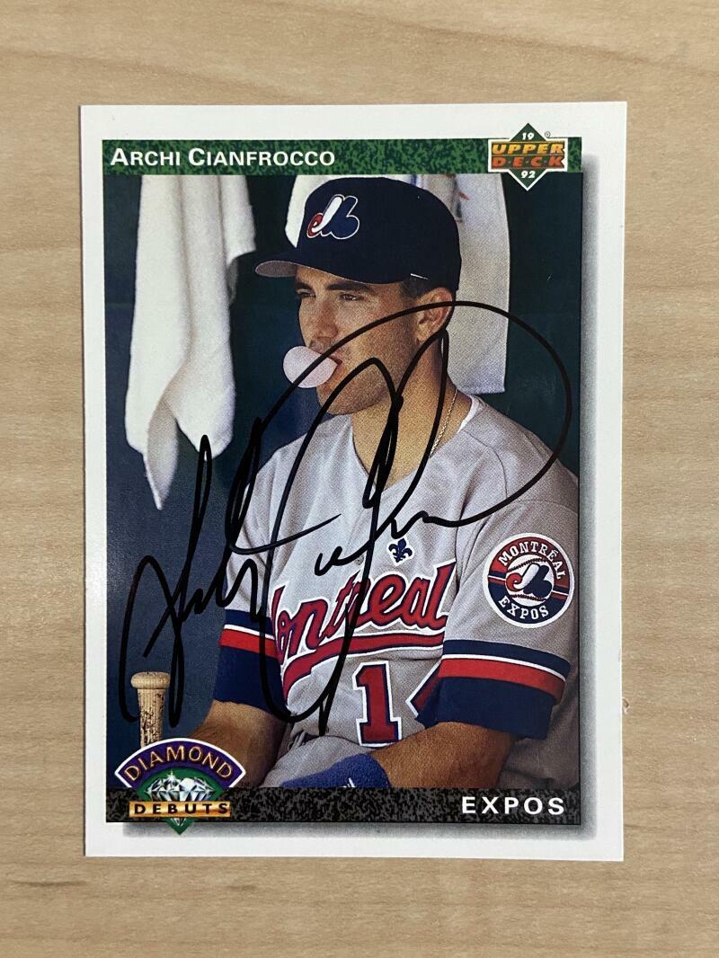 ARCHI CIANFROCCO MONTREAL EXPOS SIGNED 1992 UPPER DECK CARD #772 W/COA
