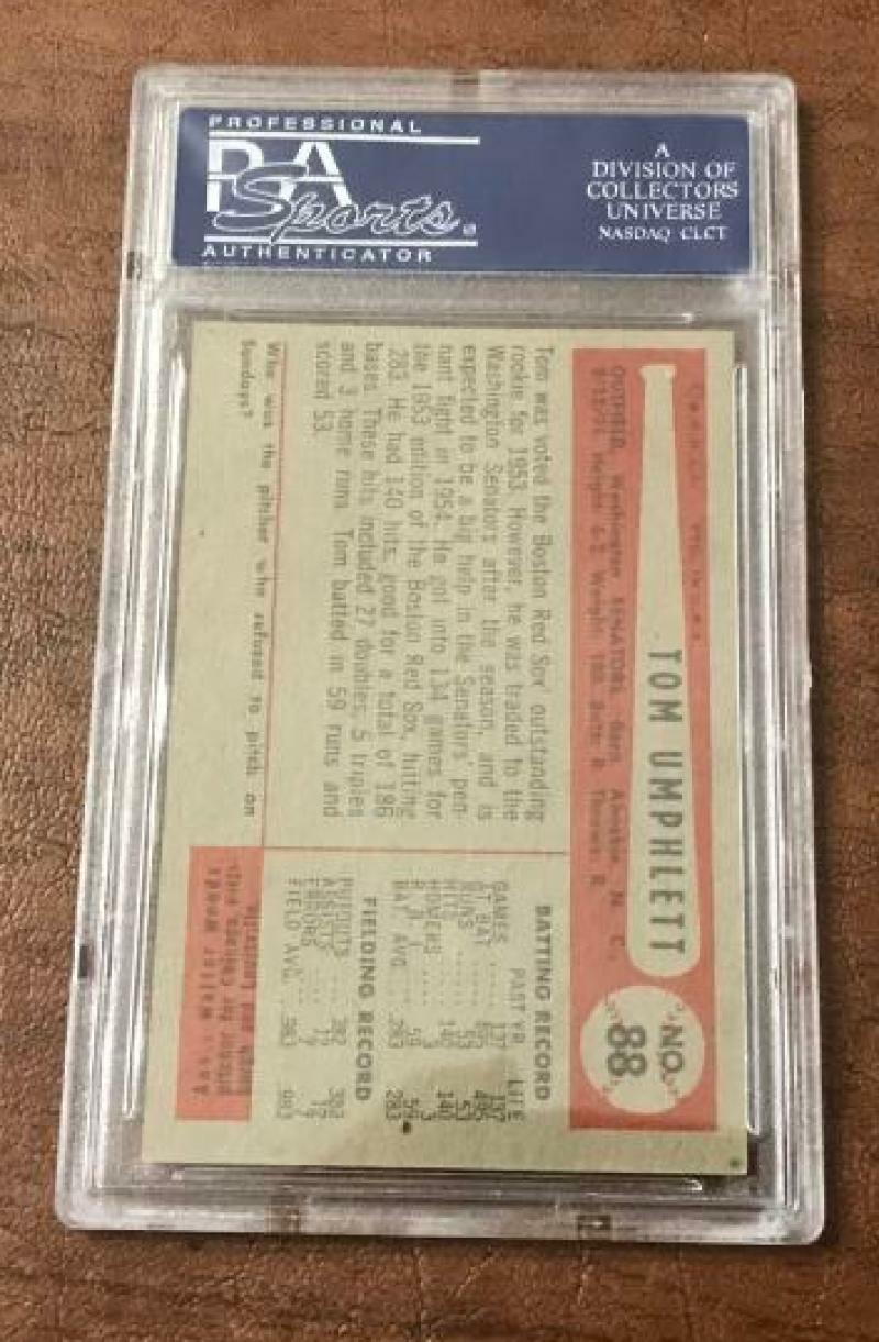 1954 BOWMAN TOM UMPHLETT SENATORS SIGNED CARD PSA AUTOGRAPH