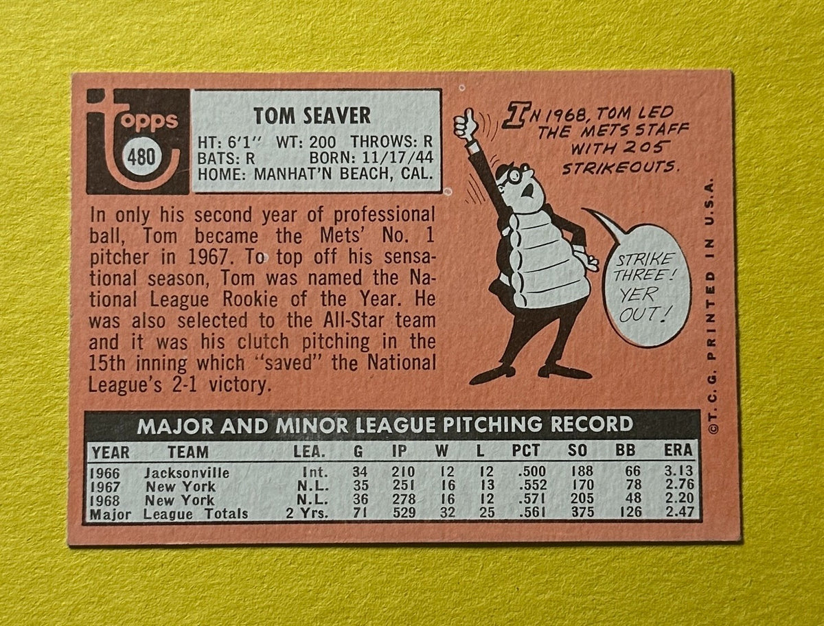 1969 TOPPS TOM SEAVER #480 METS HOF