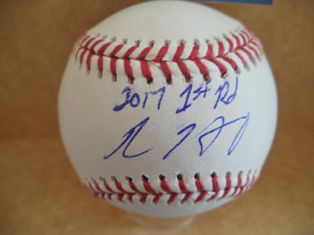 ADAM HASELEY PHILLIES  2017 1ST RD ROOKIE YEAR SIGNED BASEBALL BECKETT R01054