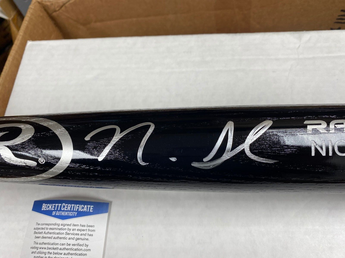 NICK SENZEL CINCINNATI REDS SIGNED AUTOGRAPHED RAWLINGS BLACK PRO BAT BECKETT