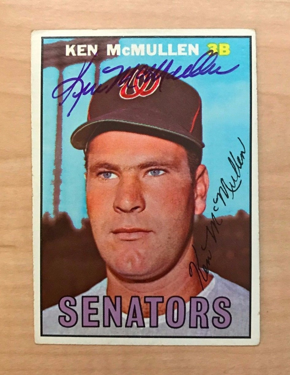 KEN MCMULLEN WASHINGTON SENATORS SIGNED AUTOGRAPHED 1967 TOPPS CARD #47 W/COA