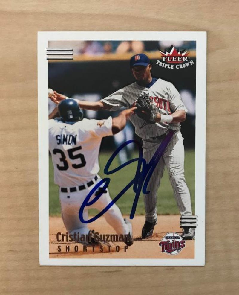 CRISTIAN GUZMAN MINNESOTA TWINS SIGNED AUTOGRAPHED 2002 FLEER CARD #93 W/COA 