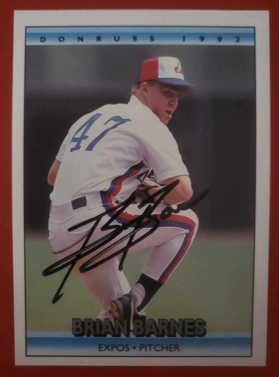1992 DONRUSS BRIAN BARNES MONTREAL EXPOS SIGNED AUTO AUTOGRAPHED CARD #117 W/COA