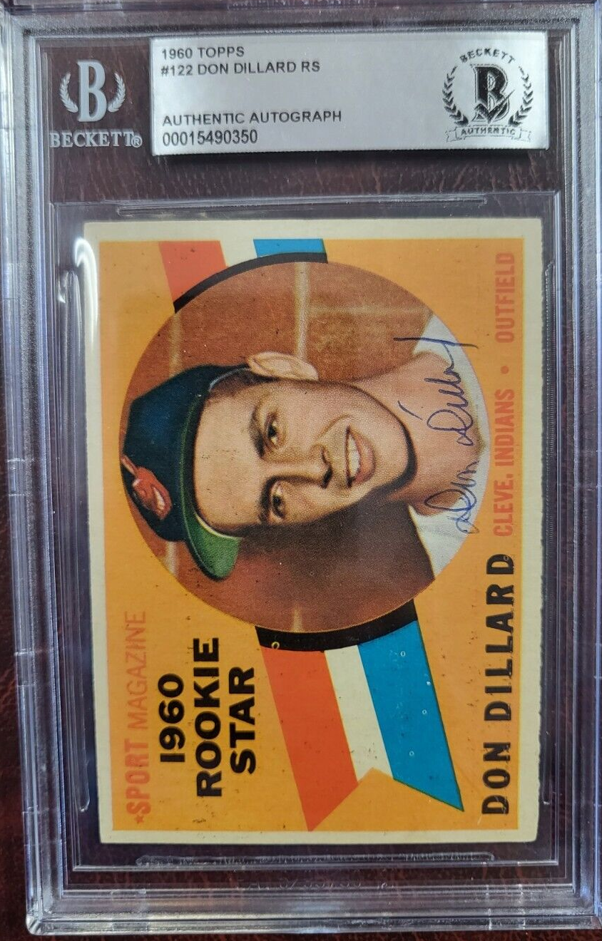 1960 TOPPS DON DILLARD ROOKIE STAR SIGNED AUTOGRAPH #122 CARD BECKETT AUTH