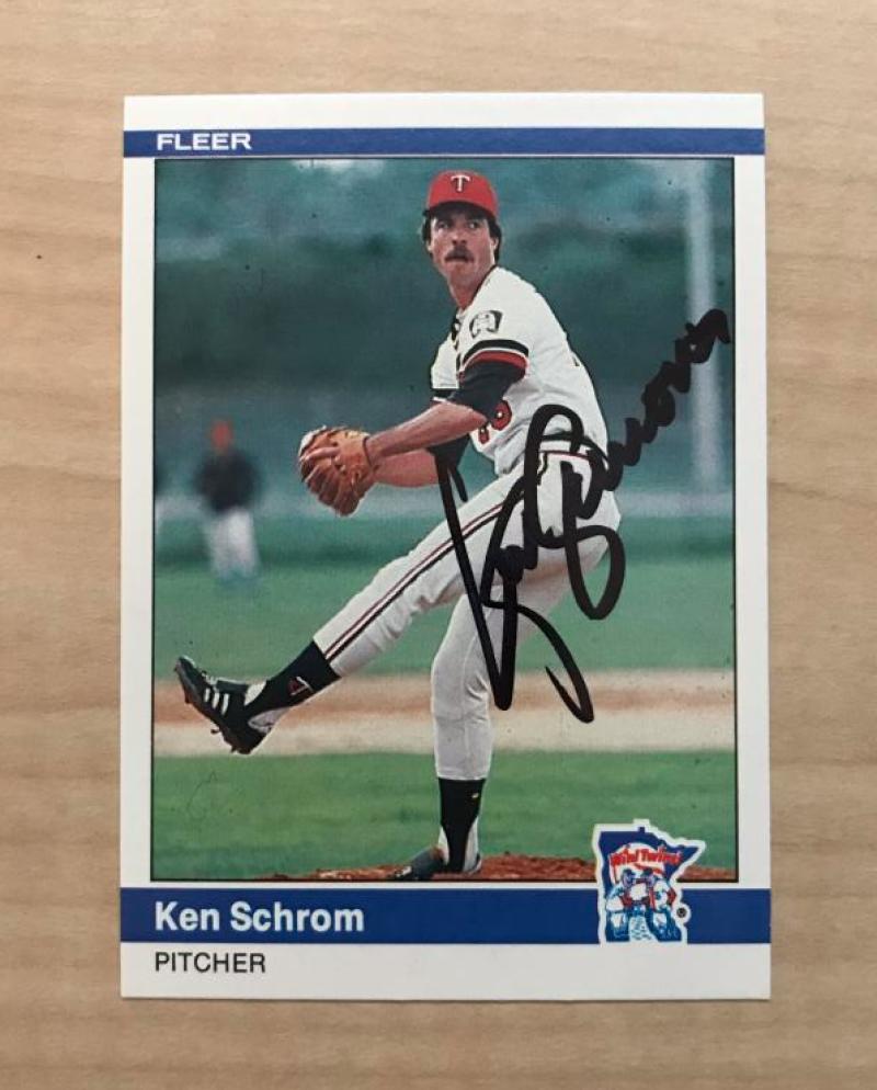 KEN SCHROM MINNESOTA TWINS SIGNED AUTOGRAPHED 1984 FLEER CARD #572 W/COA
