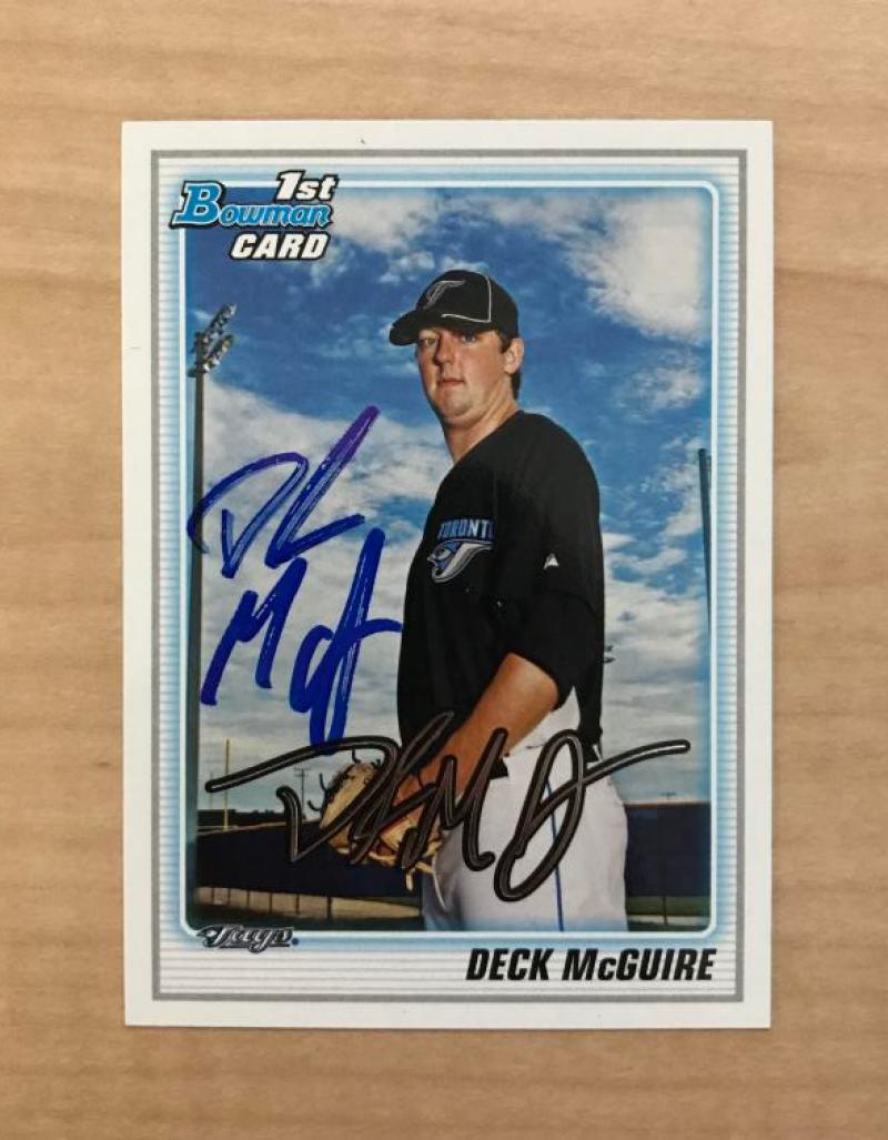 DECK MCGUIRE TORONTO BLUE JAYS SIGNED AUTOGRAPHED 2010 BOWMAN CARD #BDPP86 W/COA
