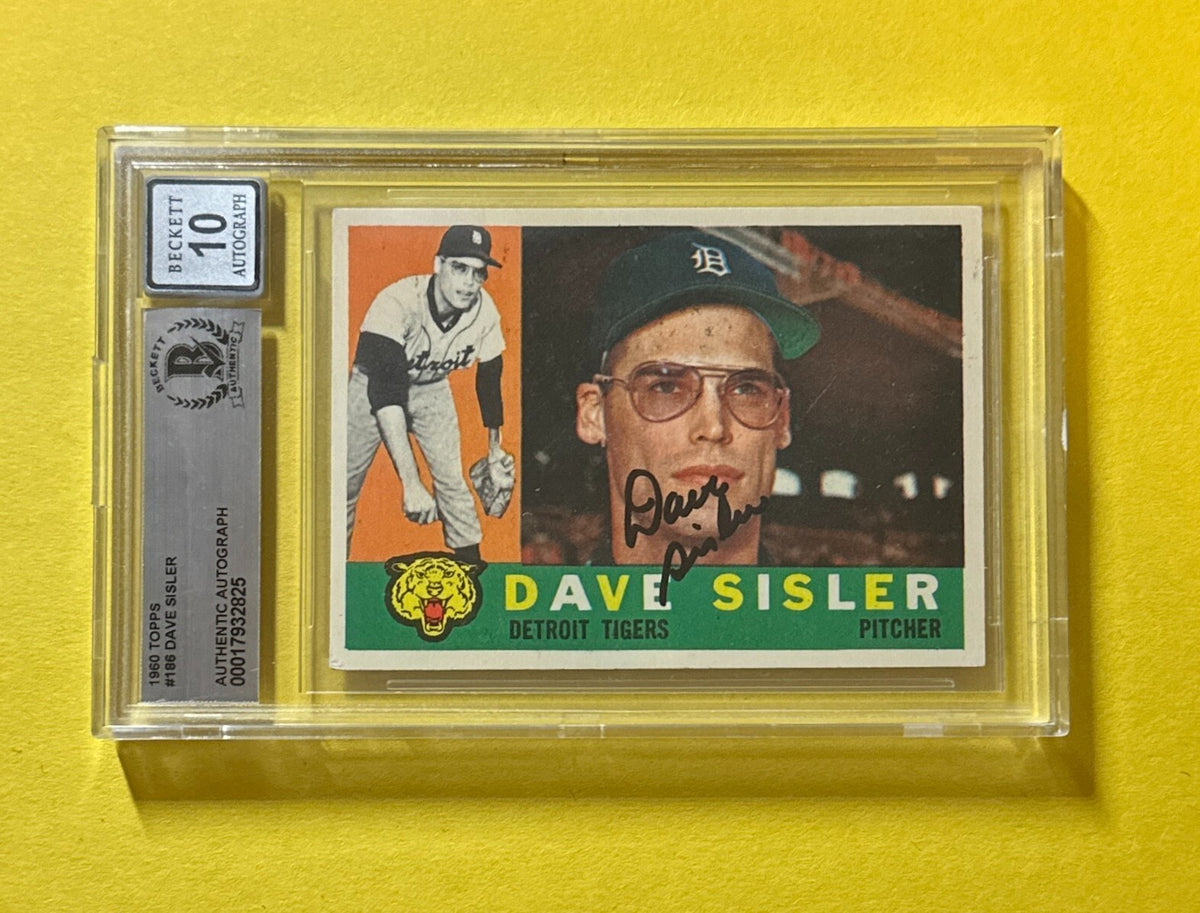1980 TOPPS DAVE SISLER #186 SIGNED AUTOGRAPHED CARD BECKETT AUTHENTIC 10 TIGERS