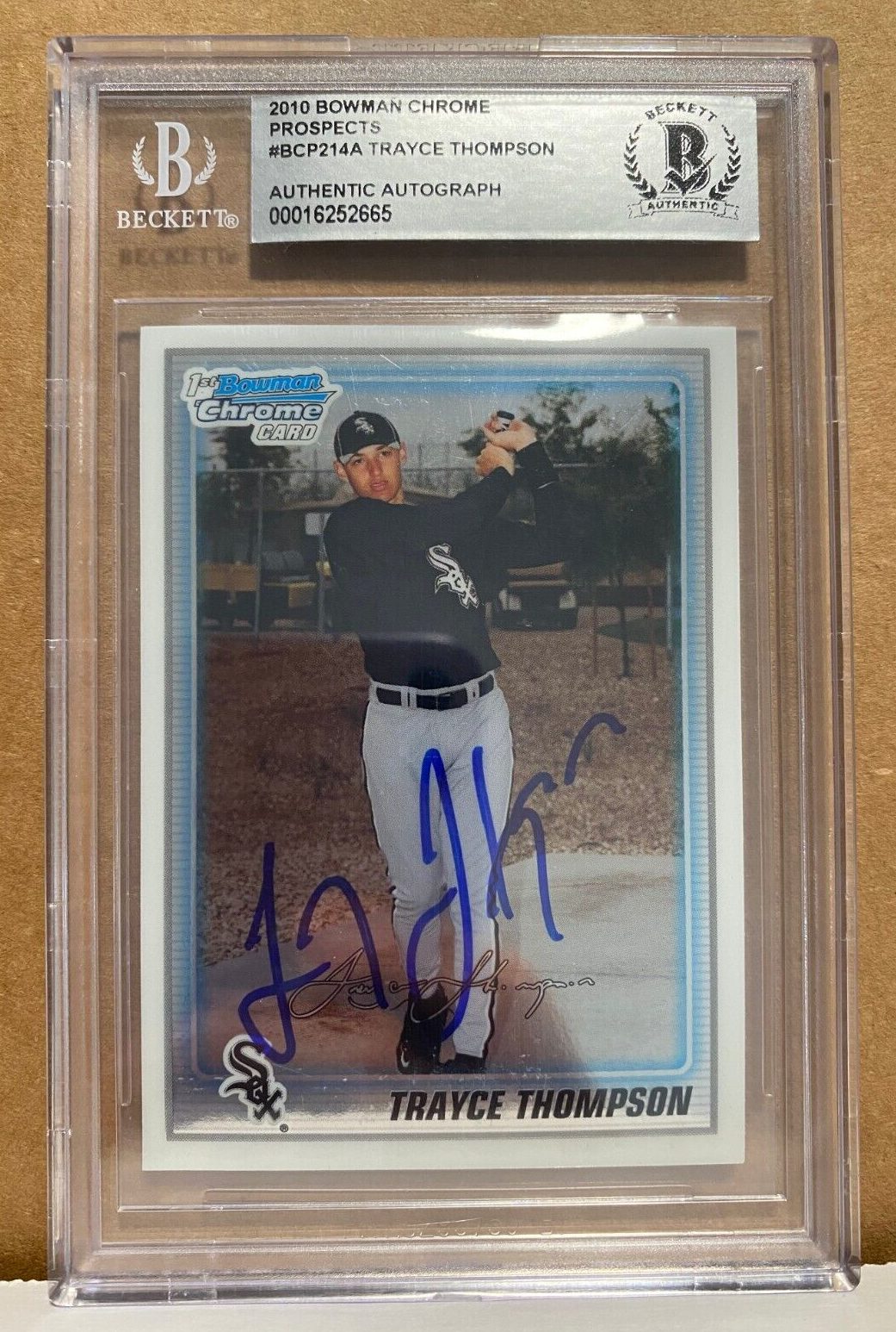 2010 BOWMAN CHROME PROSPECTS TRAYCE THOMPSON SIGNED AUTO #BCP214 CARD BECKETT